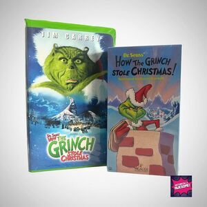 2 VHS Dr. Seuss How the Grinch Stole Christmas - 1966 (Sealed) and 1998 Version